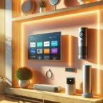 An array of Amazon smart devices including Echo speakers, Fire TV Stick, and Ring products showcased on a modern home setting.