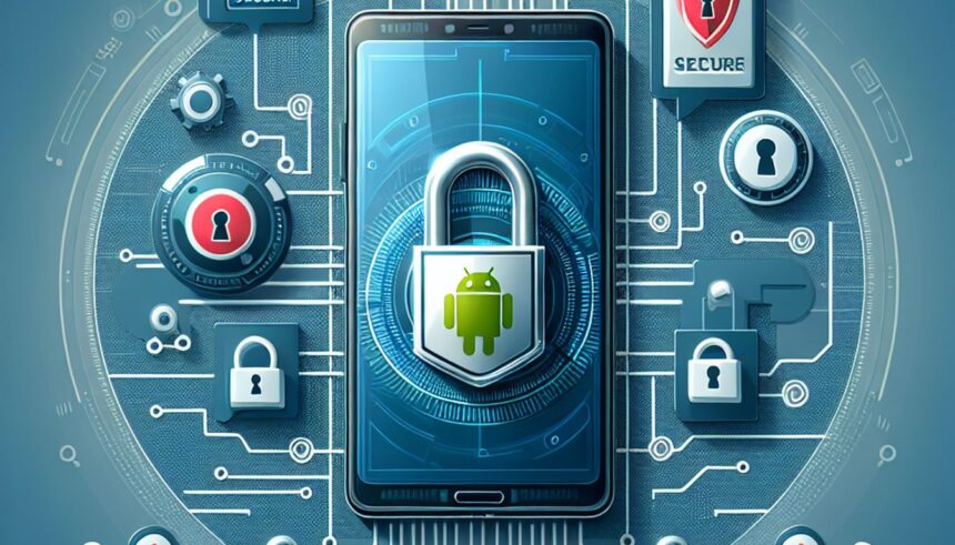 Visual representation of Android's advanced security features including theft detection and remote locking.