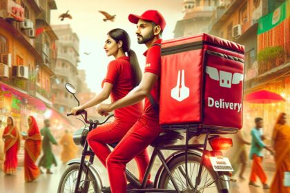 Deepinder Goyal and Grecia Munoz dressed as Zomato delivery agents in Gurgaon