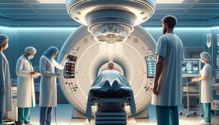 Patient receiving radiation therapy for lung cancer brain metastasis treatment