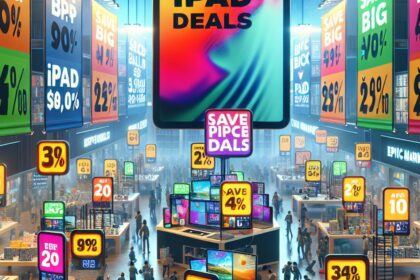 Promotion for iPad deals during Prime Day with discounts on Apple products.