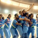 India women's cricket team celebrating victory against Sri Lanka in Women's T20 World Cup 2024