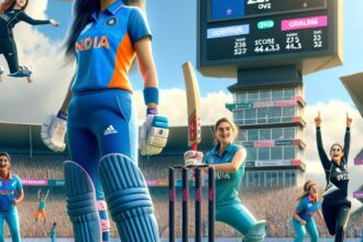 India Women's cricket team battling against New Zealand Women in a thrilling ODI match.