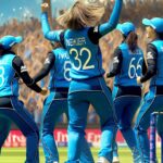 New Zealand Women celebrating a wicket against India Women during the ICC Women's T20 World Cup.