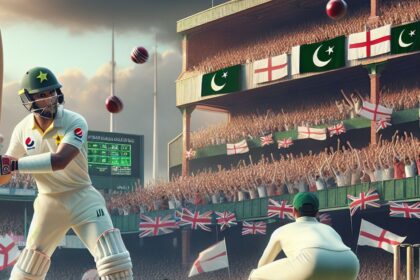 Live action from the first day of Pakistan vs England 1st Test at Multan Cricket Stadium, showing key players in action.