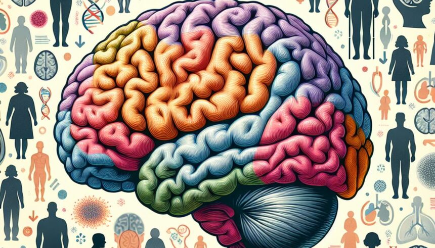 An illustration depicting brain shrinkage related to Alzheimer's disease, highlighting patient variability.