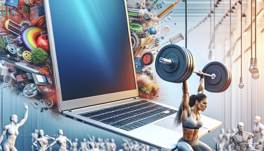 Apple M4 MacBook Pro showcased in a dynamic visual metaphor from the No Sweat campaign