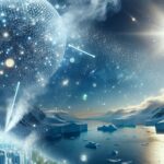 A conceptual illustration showcasing diamond dust and stratospheric aerosol injection as innovative climate control technologies.