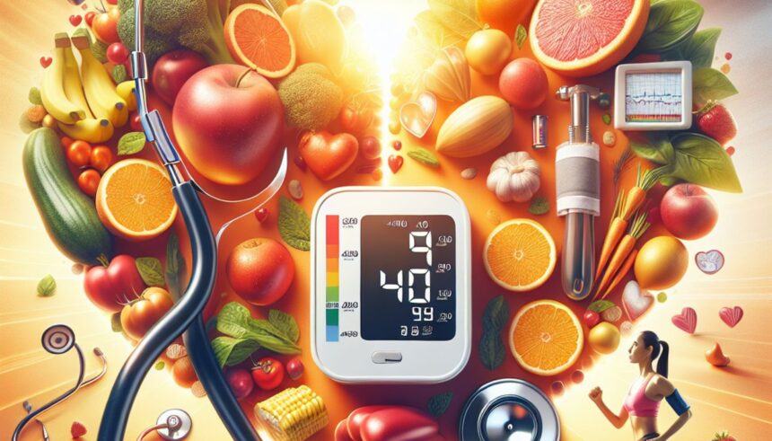 A collage representing effective blood pressure control strategies for type 2 diabetes and stroke prevention.