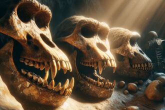 Fossil remains from Swartkrans Cave showcasing ancient human relatives like Paranthropus and Homo ergaster.