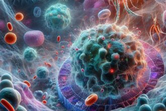 Illustration of virtual memory T cells interacting with parasites in the human immune system
